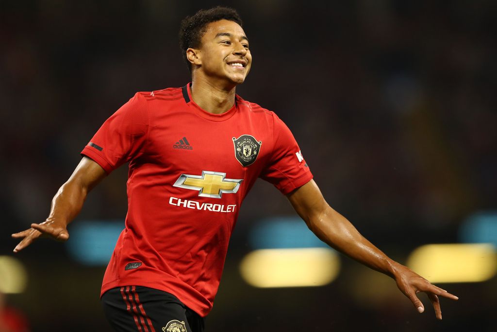 CARDIFF, WALES - AUGUST 03:  Jesse lingard of Manchester United celebrates scoring the equaling goal during the 2019 International Champions Cup match between Manchester United and AC Milan at Principality Stadium on August 03, 2019 in Cardiff, Wales. (Photo by Michael Steele/Getty Images)