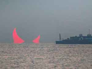 Foto Viral Matahari Berbentuk Tanduk Setan, Bukan Hoax!