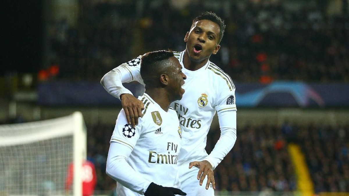 Rodrygo dan Vinicius Junior di Real Madrid. (Foto: Dean Mouhtaropoulos/Getty Images)