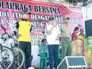 Pererat Silaturahmi, Polisi Tuban Olah Raga Bareng dengan Warga Tuban