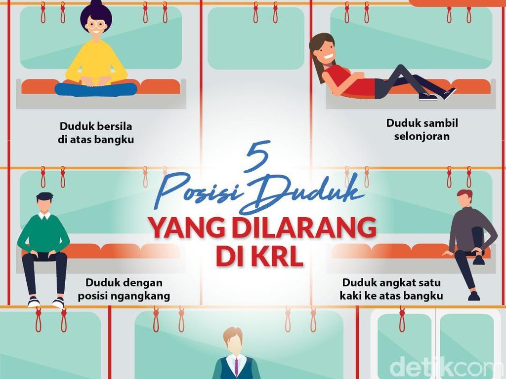5 Posisi Duduk Terlarang di KRL, Salah Satunya Ngangkang Terlalu Lebar 5 Posisi Duduk Terlarang di KRL, Salah Satunya Ngangkang Terlalu Lebar