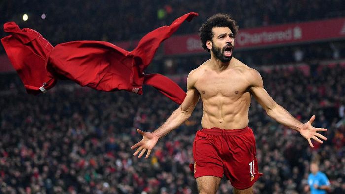 Mohamed Salah (Liverpool) akhirnya bisa juga menjebol gawang Manchester United. (Foto: Michael Regan / Getty Images)