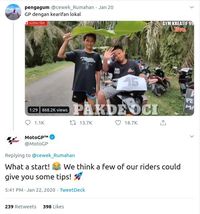 Tangkapan layar komentar akun MotoGP soal videp balapan kocak. (