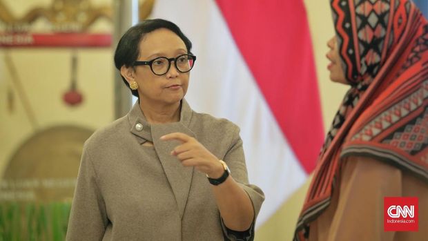 Menteri Luar Negari Retno Marsudi di Kantor Kemenlu, Jakarta, Kamis, 23 Januari 2020.