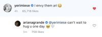 Balasan Komentar Ariana Grande dan Yeri Red Velvet