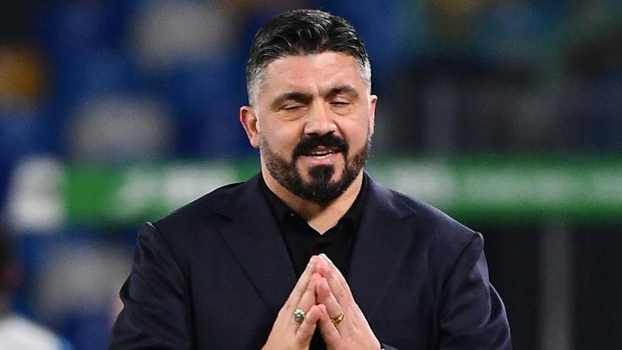 Genaro Gattuso Napoli Napolis Italian head coach Gennaro Gattuso reacts during the Italian Serie A football match Napoli vs Inter Milan on January 6, 2020 at the San Paolo stadium in Naples. (Photo by Tiziana FABI / AFP)