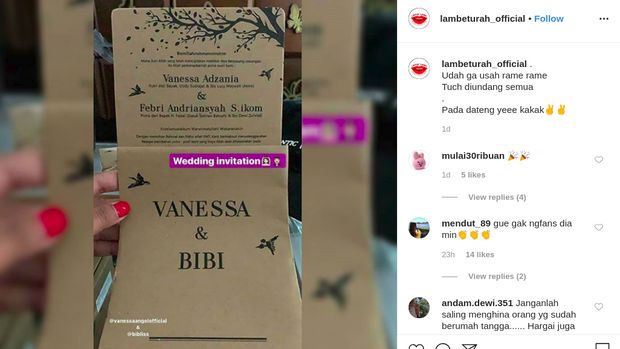 Undangan Resepsi Vanessa Angel