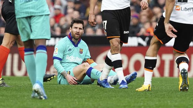 Lionel Messi saat laga Barcelona lawan Valencia. (