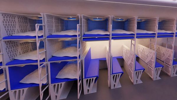 Foto: Kasur Bertingkat di dalam Pesawat