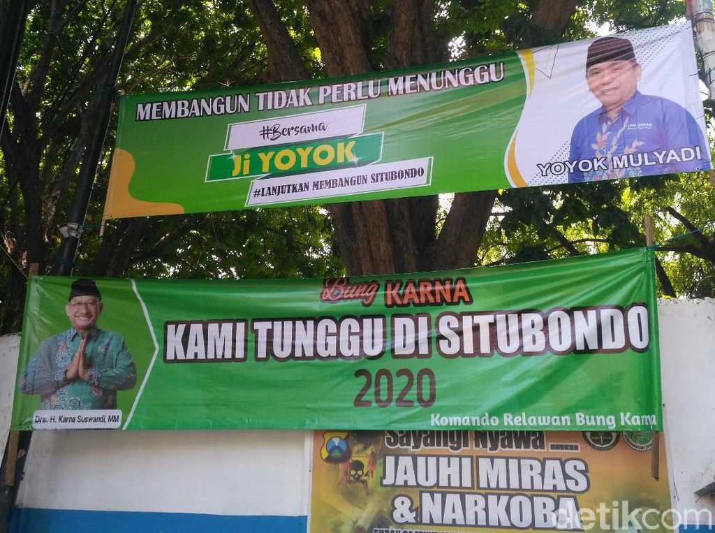 Perang Banner Bacabup di Situbondo, Warga: Ganggu Estetika Perang Banner Bacabup di Situbondo, Warga: Ganggu Estetika