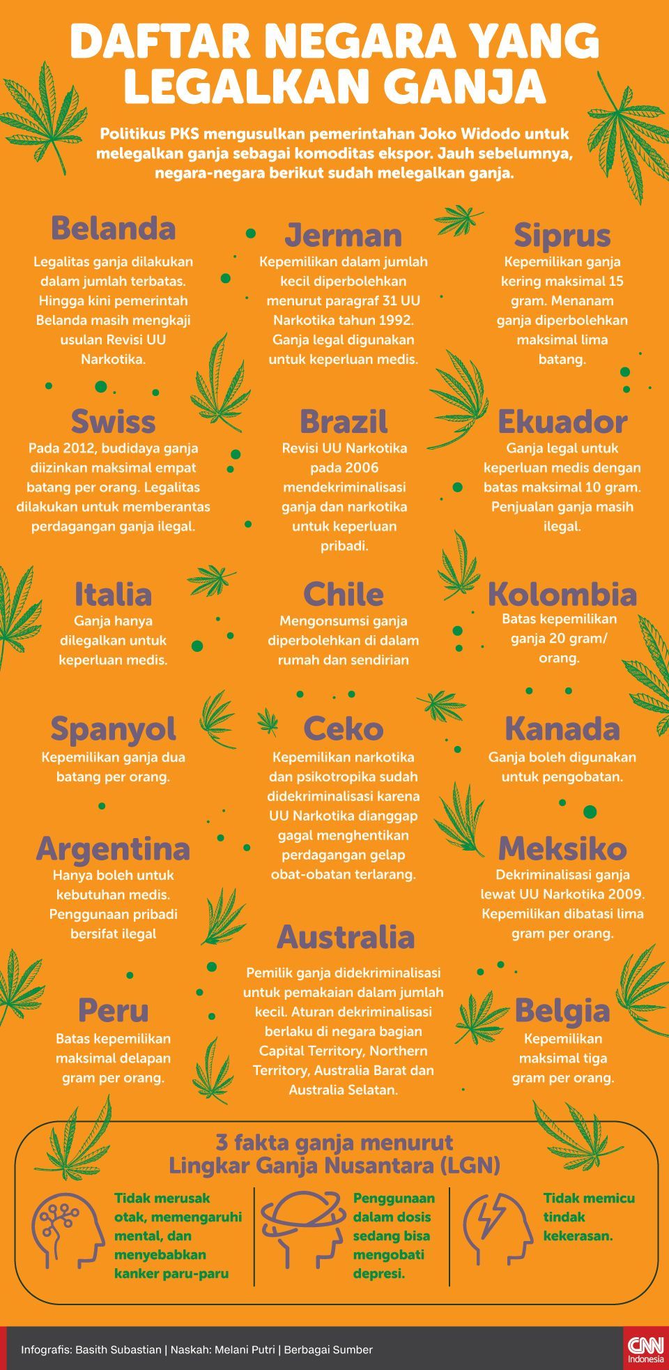 Infografis Daftar Negara yang legalkan Ganja