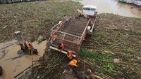 Sampah yang Ganggu Transportasi Sungai di Kalsel Dibersihkan