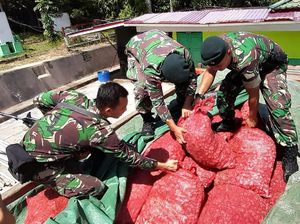 5,4 Ton Bawang Merah Ilegal Diamankan Prajurit TNI