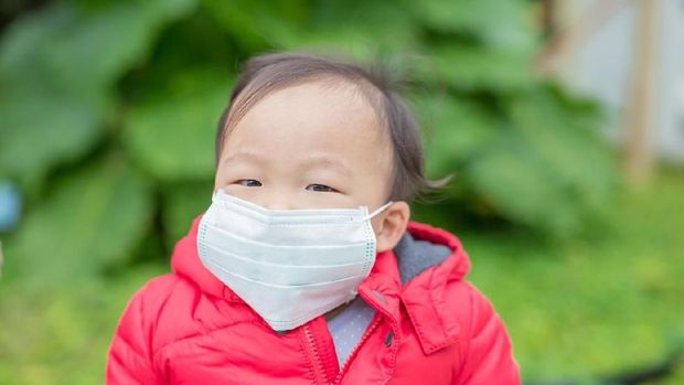 Ilustrasi anak pakai masker