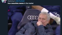 Ini salah satu meme kreasi netizen dari hasil tingkah-polah Mourinho dalam laga Spurs vs City. (Foto: screenshot Internet/Twitter)