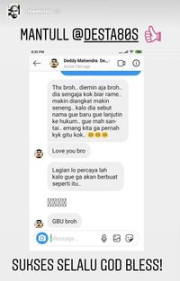 Reaksi Desta soal cerita Nadya Julia