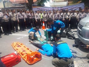 Satlantas Lamongan Ajak Polisi Latihan Penanganan Gawat Darurat