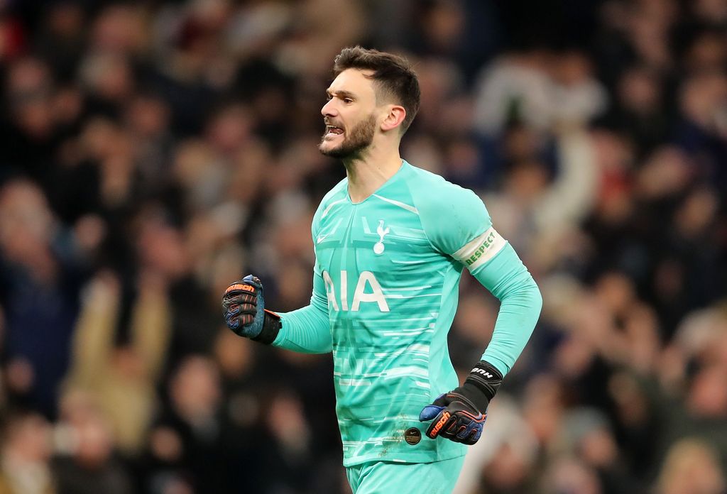 LONDON, ENGLAND - FEBRUARY 05: Hugo Lloris of Tottenham Hotspur celebrates his team's second goal during the FA Cup Fourth Round Replay match between Tottenham Hotspur and Southampton FC at Tottenham Hotspur Stadium on February 05, 2020 in London, England. (Photo by James Chance/Getty Images)