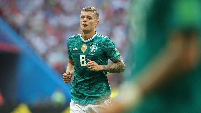 KAZAN, RUSSIA - JUNE 27:  Toni Kroos  of Germany looks on during the 2018 FIFA World Cup Russia group F match between Korea Republic and Germany at Kazan Arena on June 27, 2018 in Kazan, Russia.  (Photo by Alexander Hassenstein/Getty Images, )