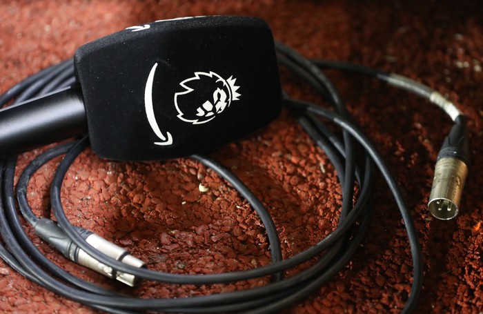 WOLVERHAMPTON, ENGLAND - DECEMBER 04: Detail view of the Premier League badge and Amazon Prime logo on a microphone ahead of the Premier League match between Wolverhampton Wanderers and West Ham United at Molineux on December 04, 2019 in Wolverhampton, United Kingdom. (Photo by Catherine Ivill/Getty Images)
