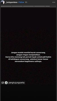Unggahan kata bijak di Instagram Lucky Perdana