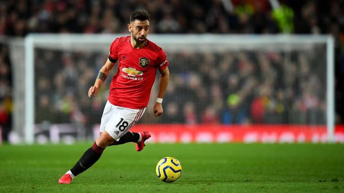 Bruno Fernandes MANCHESTER, ENGLAND - FEBRUARY 01: Bruno Fernandes of Manchester United in action during the Premier League match between Manchester United and Wolverhampton Wanderers at Old Trafford on February 01, 2020 in Manchester, United Kingdom. (Photo by Clive Mason/Getty Images)