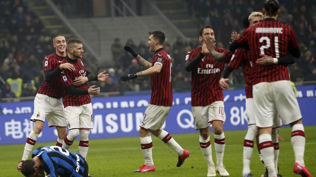 AC Milan sempat unggul 2-0 atas Inter Milan. (