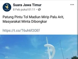Viral Tugu Gerbang Tol Madiun yang Dikaitkan dengan Palu Arit PKI