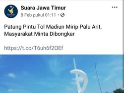 Viral Tugu Gerbang Tol Madiun yang Dikaitkan dengan Palu Arit PKI