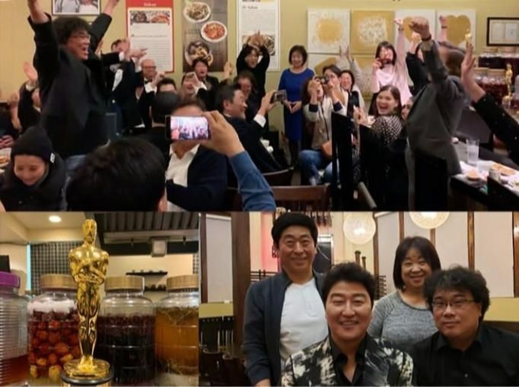 Momen Manis Pemain dan Kru Parasite Rayakan Kemenangan di Resto Korea Momen Manis Pemain dan Kru Parasite Rayakan Kemenangan di Resto Korea
