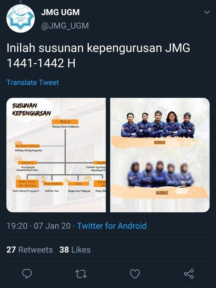 Foto mahasiswi pengurus JMG UGM diblur, Selasa (11/2/2020).