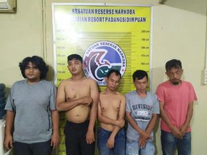 5 Pria di Padang Sidempuan Ditangkap Saat Nyabu, 1 Oknum Polisi Terlibat