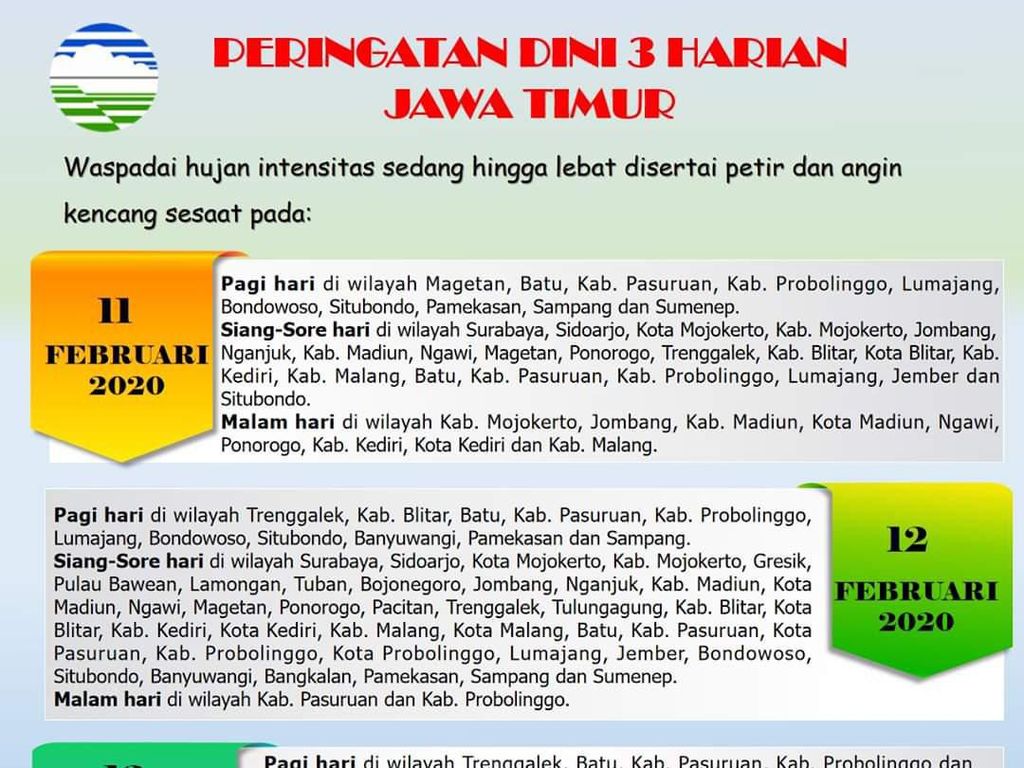 Hujan dan Angin Kencang Diprediksi Terjadi di Sejumlah Wilayah Jatim Hujan dan Angin Kencang Diprediksi Terjadi di Sejumlah Wilayah Jatim