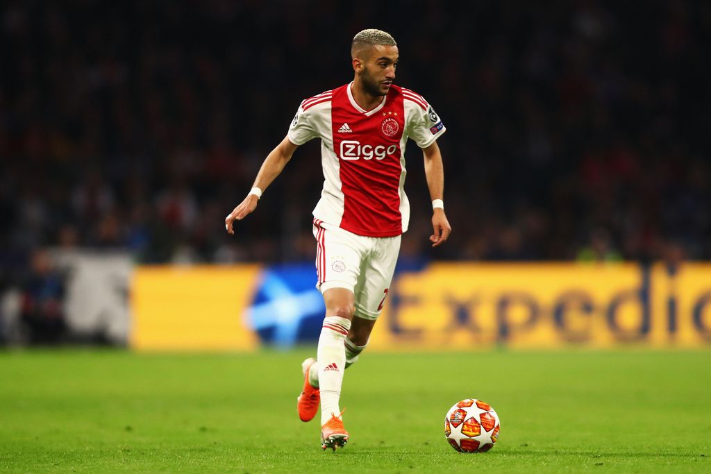 AMSTERDAM, NETHERLANDS - MAY 08: Hakim Ziyech of Ajax in action during the UEFA Champions League Semi Final second leg match between Ajax and Tottenham Hotspur at the Johan Cruyff Arena on May 08, 2019 in Amsterdam, Netherlands. (Photo by Dean Mouhtaropoulos/Getty Images)
