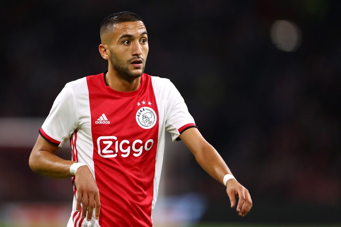 AMSTERDAM, NETHERLANDS - AUGUST 13:  Hakim Ziyech of Ajax looks on during the UEFA Champions League 3rd Qualifying match between Ajax and PAOK Thessaloniki at Johan Cruyff Arena on August 13, 2019 in Amsterdam, Netherlands. (Photo by Dean Mouhtaropoulos/Getty Images)