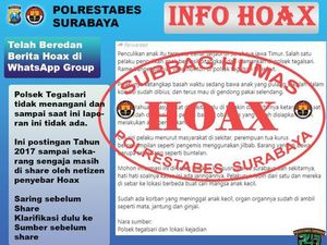 Polisi Pastikan Isu Penculikan Anak di Surabaya Hoaks