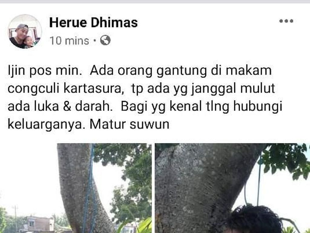 Heboh Warga Curigai Mayat Tergantung di Makam Sukoharjo, Ini Kata Polisi Heboh Warga Curigai Mayat Tergantung di Makam Sukoharjo, Ini Kata Polisi