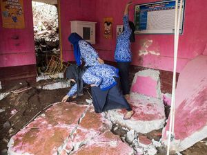 Penampakan Bangunan Sekolah di Bandung yang Rusak Akibat Longsor