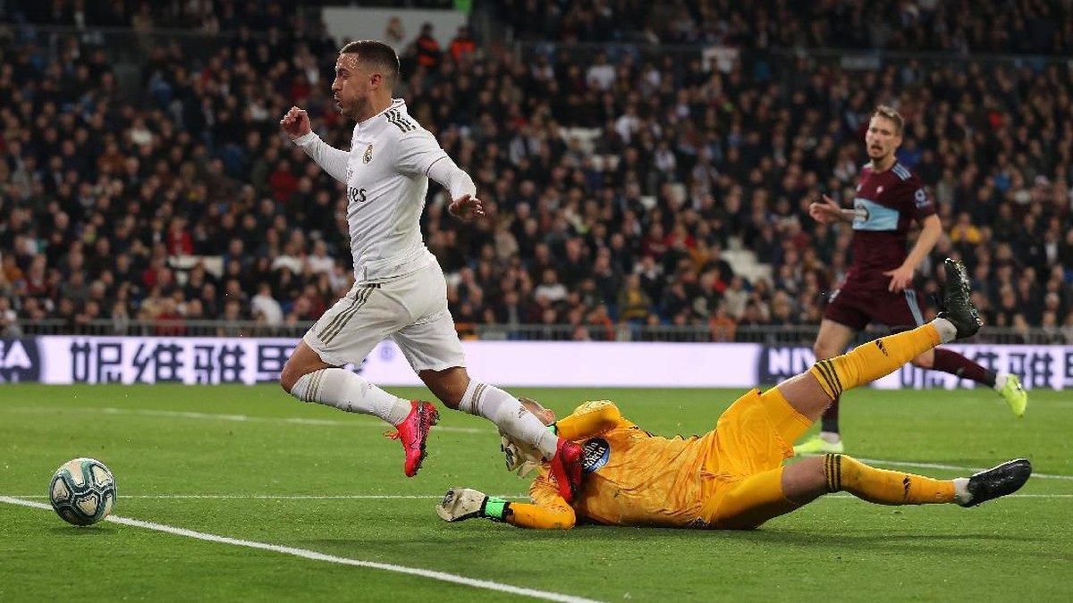Eden Hazard tampil memuaskan di laga comeback-nya dalam hasil seri Real Madrid melawan Celta Vigo 2-2. (Foto: Angel Martinez / Getty Images)