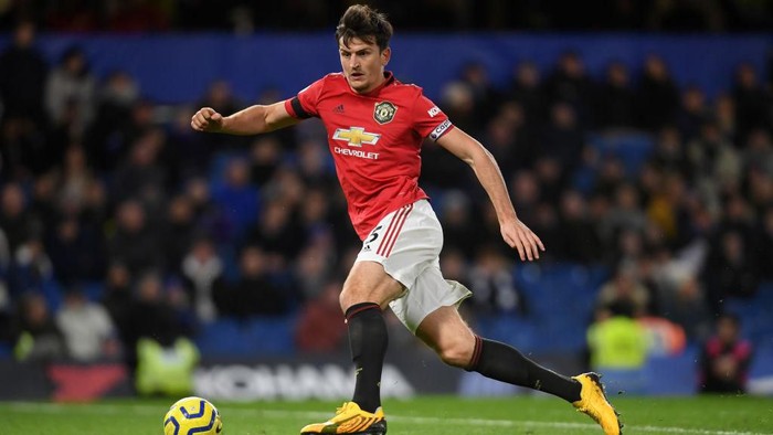 LONDON, ENGLAND - FEBRUARY 17: Harry Maguire of Manchester United  during the Premier League match between Chelsea FC and Manchester United at Stamford Bridge on February 17, 2020 in London, United Kingdom. (Photo by Mike Hewitt/Getty Images)