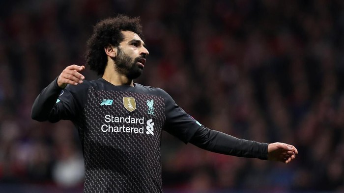 MADRID, SPAIN - FEBRUARY 18: Mohamed Salah of Liverpool reacts during the UEFA Champions League round of 16 first leg match between Atletico Madrid and Liverpool FC at Wanda Metropolitano on February 18, 2020 in Madrid, Spain. (Photo by Angel Martinez/Getty Images)