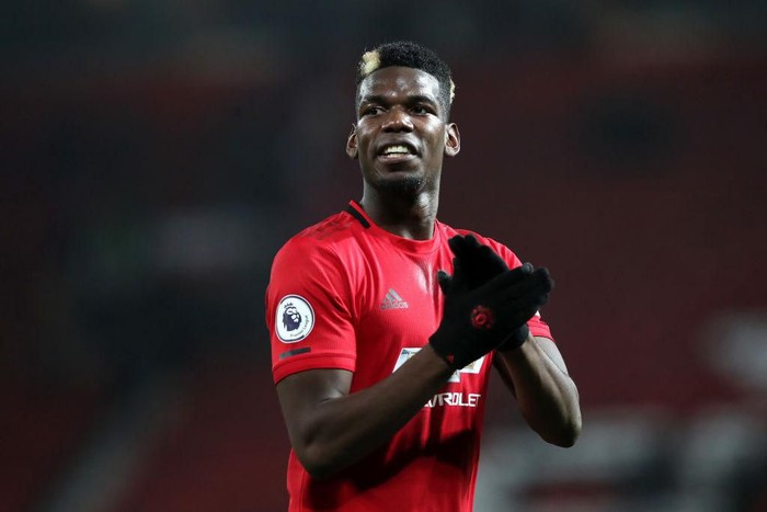 MANCHESTER, ENGLAND - DECEMBER 26: Paul Pogba of Manchester United applauds fans after the Premier League match between Manchester United and Newcastle United at Old Trafford on December 26, 2019 in Manchester, United Kingdom. (Photo by Ian MacNicol/Getty Images)