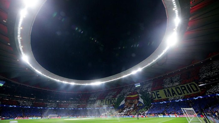 MADRID, SPAIN - FEBRUARY 18: General view inside the stadium prior to the UEFA Champions League round of 16 first leg match between Atletico Madrid and Liverpool FC at Wanda Metropolitano on February 18, 2020 in Madrid, Spain. (Photo by Gonzalo Arroyo Moreno/Getty Images)