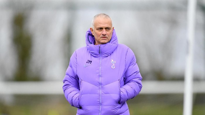 LONDON, ENGLAND - FEBRUARY 18: Jose Mourinho, Manager of Tottenham Hotspur looks on during a training session ahead of their UEFA Champions League Round of 16 first leg match against RB Leipzig at Hotspur Way Training Ground on February 18, 2020 in London, England. (Photo by Justin Setterfield/Getty Images)