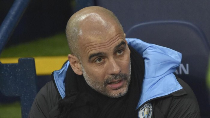 Manchester Citys head coach Pep Guardiola ahead of the English Premier League soccer match between Manchester City and West Ham at Etihad stadium in Manchester, England, Wednesday, Feb. 19, 2020. (AP Photo/Rui Vieira)
