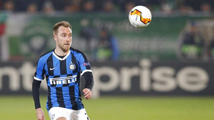 Christian Eriksen, Ludogorets vs Inter Milan Inter Milans Christian Eriksen controls the ball during an Europa League, round of 32, first leg, soccer match between PFC Ludogorets Razgrad and Inter Milan at Huvepharma Arena in Razgrad, Bulgaria, Thursday, Feb. 20, 2020. (AP Photo/Vadim Ghirda)