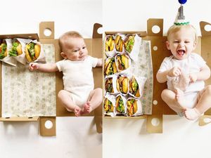 Keren! Ibu Ini Tiap Bulan Tandai Perkembangan Anaknya dengan Burger