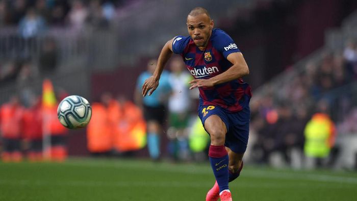 Braithwaite BARCELONA, SPAIN - FEBRUARY 22: Martin Braithwaite of FC Barcelona runs with the ball during the La Liga match between FC Barcelona and SD Eibar SAD at Camp Nou on February 22, 2020 in Barcelona, Spain. (Photo by Alex Caparros/Getty Images)