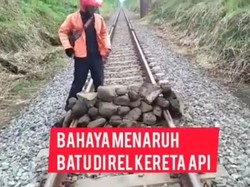Viral Tumpukan Batu Besar Diduga Sabotase di Tengah Rel Lumajang
