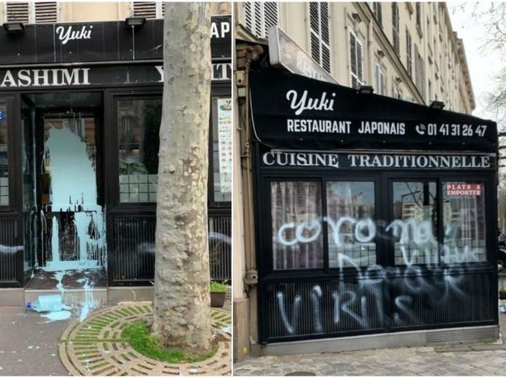Jadi Sasaran Rasis, Resto Jepang di Paris Dirusak dengan Grafiti Coronavirus